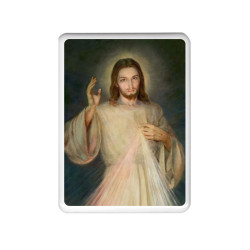 Kolorowy obrazek sakralny na porcelanie prostokątnej - Jezus Miłosierny