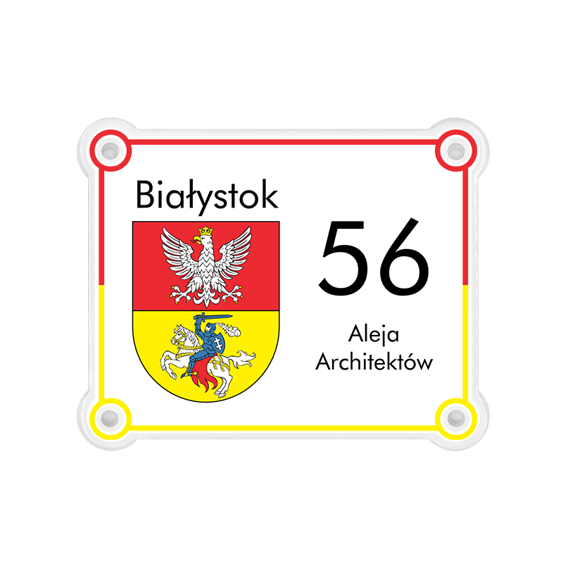 Tabliczka adresowa z herbem - Białystok