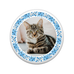 Okrągły magnes personalizowany ze zdjęciem zwierzaka - niebieski