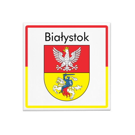 Kwadratowy magnes z herbem miasta - Białystok