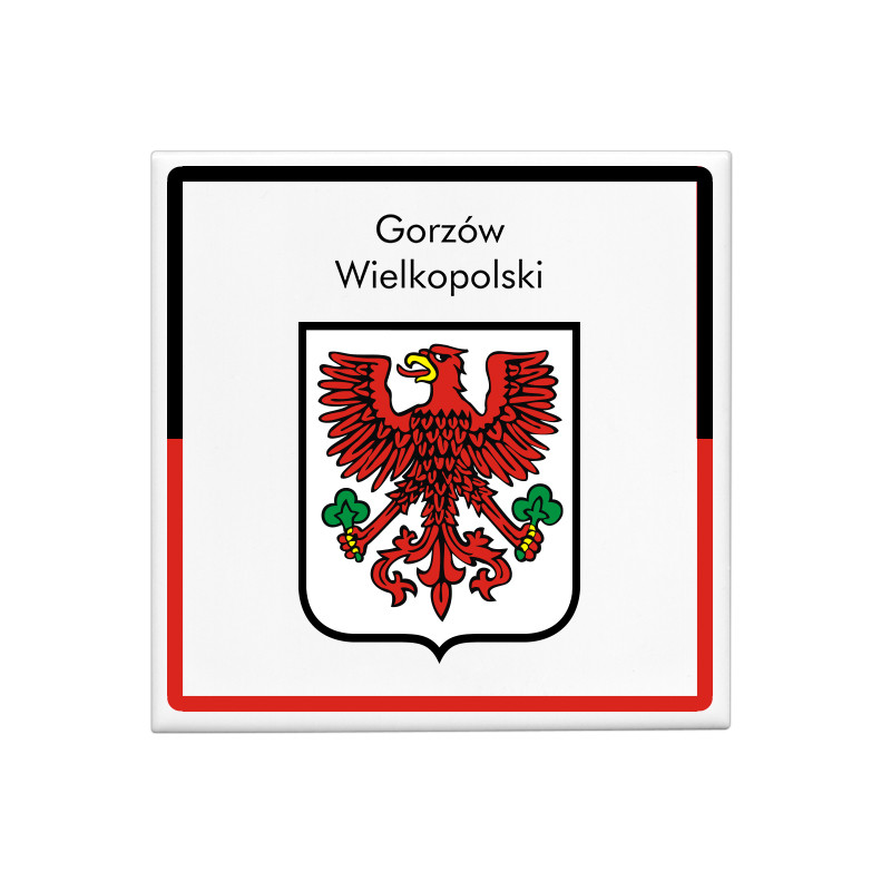 Kwadratowy magnes z herbem miasta - Gorzów Wielkopolski
