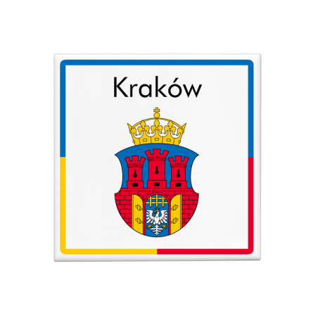 Kwadratowy magnes z herbem miasta - Kraków