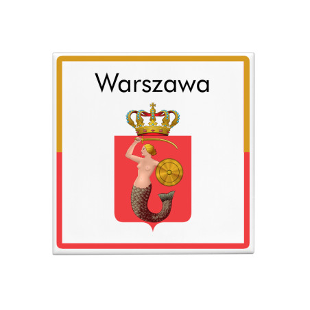 Kwadratowy magnes z herbem miasta - Warszawa