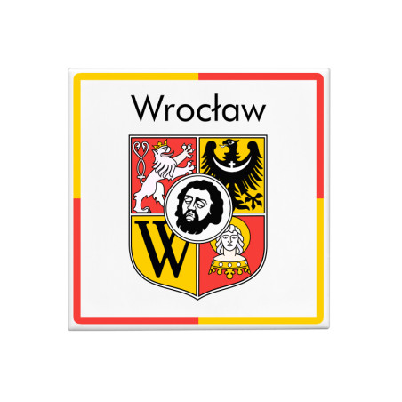 Kwadratowy magnes z herbem miasta - Wrocław