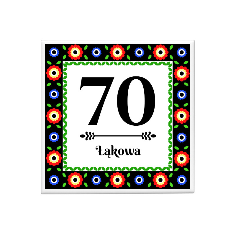 Tabliczka adresowa kwadrat polski folk kolorowa - PF2