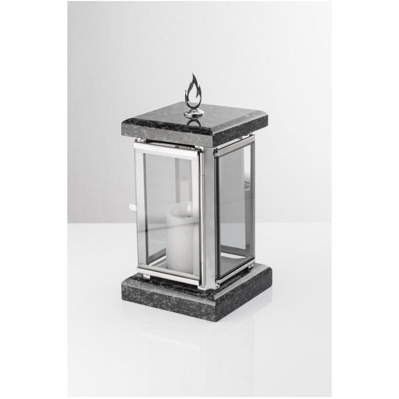 Lampion na cmentarz elegancki stal i granit
