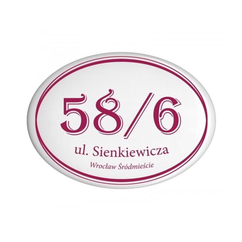 Tabliczki z nazwą ulicy i numerem domu owalna